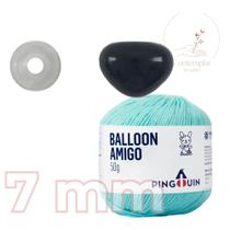 Kit 1 Fio Balloon Amigo - Pingouin + Focinho preto com trava de segurança 7 mm - Círculo