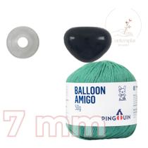 Kit 1 Fio Balloon Amigo - Pingouin + Focinho preto com trava de segurança 7 mm - Círculo