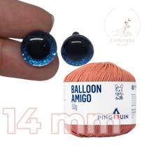 Kit 1 Fio Balloon Amigo - Pingouin + Olhos com glitter azul 14 mm