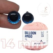 Kit 1 Fio Balloon Amigo - Pingouin + Olhos com glitter azul 14 mm