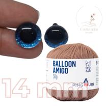 Kit 1 Fio Balloon Amigo - Pingouin + Olhos com glitter azul 14 mm