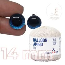 Kit 1 Fio Balloon Amigo - Pingouin + Olhos com glitter azul 14 mm