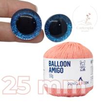 Kit 1 Fio Balloon Amigo - Pingouin + Olhos com glitter azul 25 mm