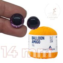 Kit 1 Fio Balloon Amigo - Pingouin + Olhos com glitter rosa 14 mm