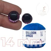 Kit 1 Fio Balloon Amigo - Pingouin + Olhos com glitter rosa 14 mm