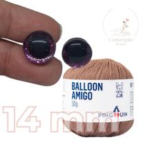 Kit 1 Fio Balloon Amigo - Pingouin + Olhos com glitter rosa 14 mm