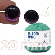 Kit 1 Fio Balloon Amigo - Pingouin + Olhos com glitter rosa 20 mm