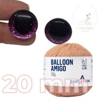 Kit 1 Fio Balloon Amigo - Pingouin + Olhos com glitter rosa 20 mm