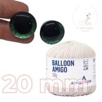 Kit 1 Fio Balloon Amigo - Pingouin + Olhos com glitter verde 20 mm