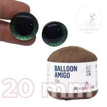 Kit 1 Fio Balloon Amigo - Pingouin + Olhos com glitter verde 20 mm