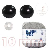 Kit 1 Fio Balloon Amigo - Pingouin + Olhos pretos com trava de segurança 10 mm - Círculo