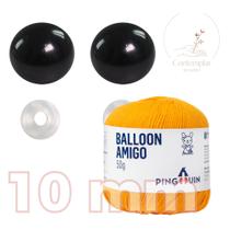 Kit 1 Fio Balloon Amigo - Pingouin + Olhos pretos com trava de segurança 10 mm - Círculo