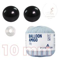 Kit 1 Fio Balloon Amigo - Pingouin + Olhos pretos com trava de segurança 10 mm - Círculo