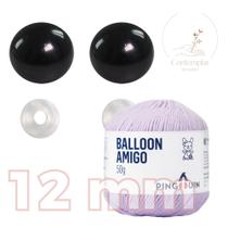 Kit 1 Fio Balloon Amigo - Pingouin + Olhos pretos com trava de segurança 12 mm - Círculo