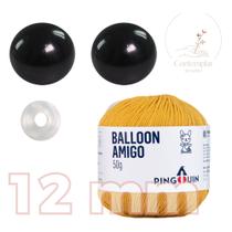 Kit 1 Fio Balloon Amigo - Pingouin + Olhos pretos com trava de segurança 12 mm - Círculo