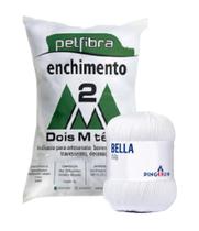 Kit 1 Fio Bella - Pingouim + 500 g Enchimento fibra siliconada PET FIBRA - Dois M Têxtil - Pingouim / Dois M Têxtil