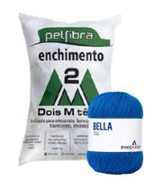 Kit 1 Fio Bella - Pingouim + 500 g Enchimento fibra siliconada PET FIBRA - Dois M Têxtil