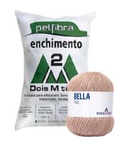 Kit 1 Fio Bella - Pingouim + 500 g Enchimento fibra siliconada PET FIBRA - Dois M Têxtil