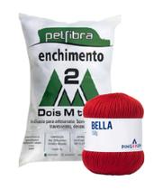 Kit 1 Fio Bella - Pingouin + 100 g Enchimento fibra siliconada PET FIBRA - Dois M Têxtil