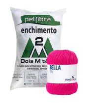 Kit 1 Fio Bella - Pingouin + 100 g Enchimento fibra siliconada PET FIBRA - Dois M Têxtil