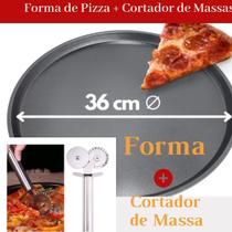 Kit 1 FORMA DE PIZZA ANTIADERENTE e 1 CORTADOR DE MASSA INOX