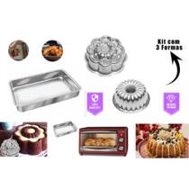 Kit 1 Forma Gomada Suíça + 1 Forma Ballerine Margarida + 1 Assadeira Retangular Para Forno Elétrico