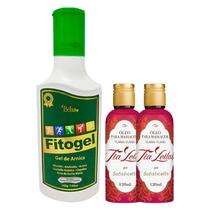 Kit 1 Gel Massageador Fitogel Combate Dores Musculares + 2 Óleo Para Massagem Tia Leilah Ylang-Ylang
