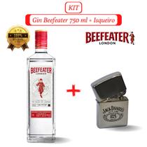Kit 1 Gin Befeater London Dry 750ml com 1 Isqueiro Cromado Tipo Zippo Personalizado Jack Daniel's