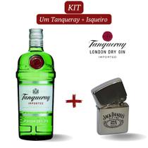 Kit 1 Gin Tanqueray London Dry 750ml com 1 Isqueiro Cromado Tipo Zippo Personalizado Jack Daniel's