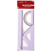 Kit 1 Grau Régua 30cm + Esquadro 45º + Esquadro 60º e Transferidor 180º New Line Tons Pastel MAXCRIL COR:LILAS Kit 1 Grau Régua 30cm + Esquadro 45º + Esquadro 60º e Transferidor 180º New Line Tons Pastel MAXCRIL COR:LILAS