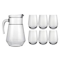 Kit 1 Jarra Bar 1,5L + 6 Copos Dubai 480ml Vidro Bebidas Kit 1 Jarra Bar 1,5L + 6 Copos Dubai 480ml Vidro Bebidas