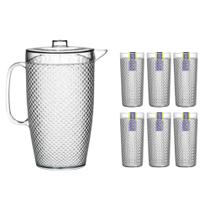 Kit 1 Jarra De 3 Litros E 12 Copos De 500ML Bico De Jaca Em Acrílico Pracasanet