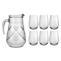 Kit 1 Jarra Maracatu 1,56L + 6 Copos Dubai 480ml Vidro Nadir