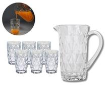 Kit 1 Jarra Vidro 1 L + 6 Copos Diamante 370 ML Transparente Kit 1 Jarra Vidro 1 L + 6 Copos Diamante 370 ML Transparente