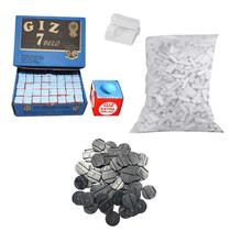 Kit 1 Kg Giz Branco +144 Azul + 100 Ficha Fa Mesa Bar Sinuca Kit 1 Kg Giz Branco +144 Azul + 100 Ficha Fa Mesa Bar Sinuca