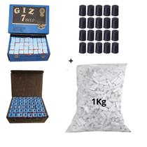 Kit 1 Kg Giz Branco + 288 Azul + 20 Ponta Taco Sinuca Bilhar