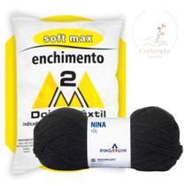 Kit 1 Lã Nina - Pingouin + 500 g Enchimento fibra siliconada SOFT MAX - Dois M Têxtil