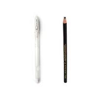 Kit 1 lápis dermatográfico preto Mistu-Bishi + 1 caneta gel branca signo Uni-Ball