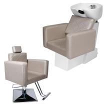 KIT 1 Lavatório Evidence cuba porcelana 1 Cadeira Fixa Base Quadrada Fendi