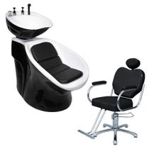 Kit 1 Lavatório Neon Retro 1 Cadeira Talita Fixa Hidráulica estrela Preta