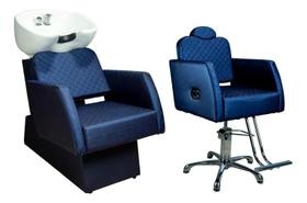 Kit 1 Lavatório Nexus Cuba De Porcelana 1 Poltrona Reclinável Cor Azul Dublado Kit 1 Lavatório Nexus Cuba De Porcelana 1 Poltrona Reclinável Cor Azul Dublado