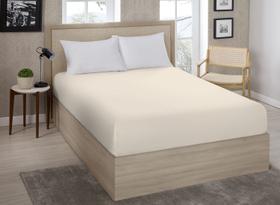 kit 1 lençol com elastico queen perola e 2 fronhas branca 300f 100algodao