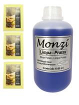 Kit 1 Limpa Pratas 925 Monzi ul 125Ml Grande + 3 Flanela