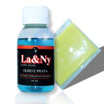 Kit 1 Liquido Limpa Joia Prata 60 Ml La&Ny +1 Flanela Magica