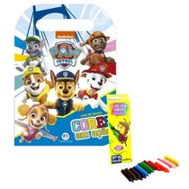 Kit 1 Livro De Colorir Paw Patrol E 1 Caixa De Giz De Cera