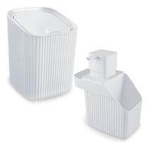 Kit 1 Lixeira 3 Litros E 1 Dispenser Porta Detergente Esponja Cozinha