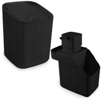 Kit 1 Lixeira 3 Litros E 1 Dispenser Porta Detergente Esponja Cozinha