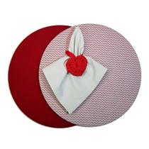 Kit 1 lugar - Capa de sousplat chevron vermelho