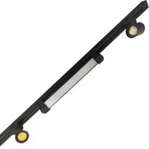 Kit 1 Luminária Difusa 15w + 2 Spots 7w Led + Trilho 1m Cor Preto Bivolt 3000K