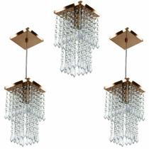 Kit 1 Lustre Cristal Acr. Spark + 2 Pendentes Spark Cobre Kit 1 Lustre Cristal Acr. Spark + 2 Pendentes Spark Cobre
